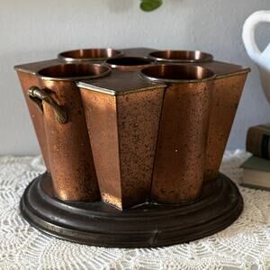 Solid Copper Wine Bottle Caddy Vintage Wear Patina